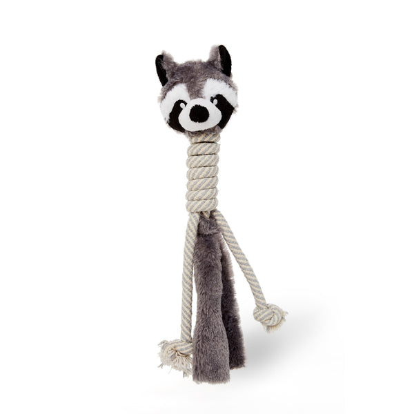 Jouet en peluche avec corde pour chien - raton laveur à long cou