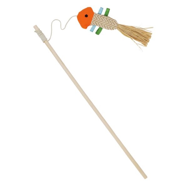 Jouet pour chat - Agace-chat canne à pêche avec méduse orange