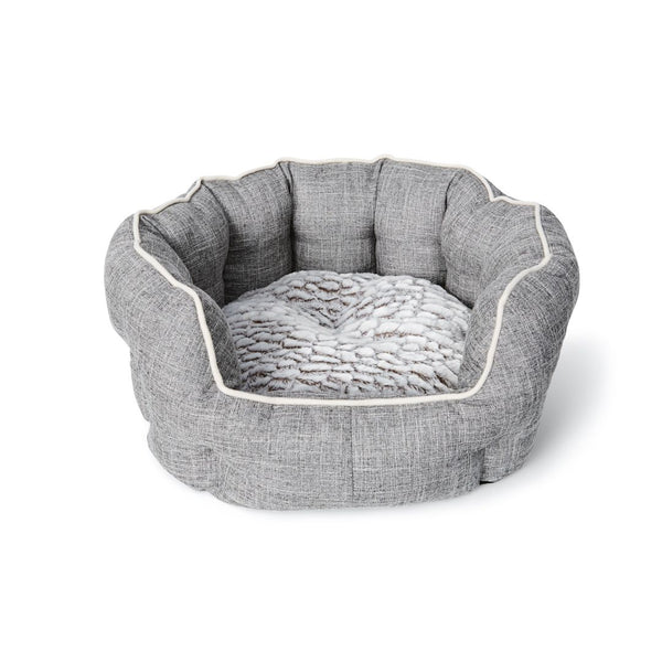 Lit rond à rebords élevés pour chien, deluxe - gris