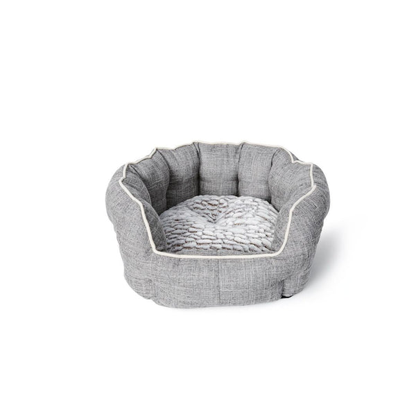 Lit rond à rebords élevés pour chien, deluxe - gris