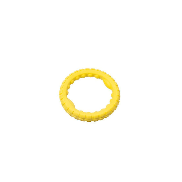 Jouet en caoutchouc flottant pour chien - anneau de mousse, jaune