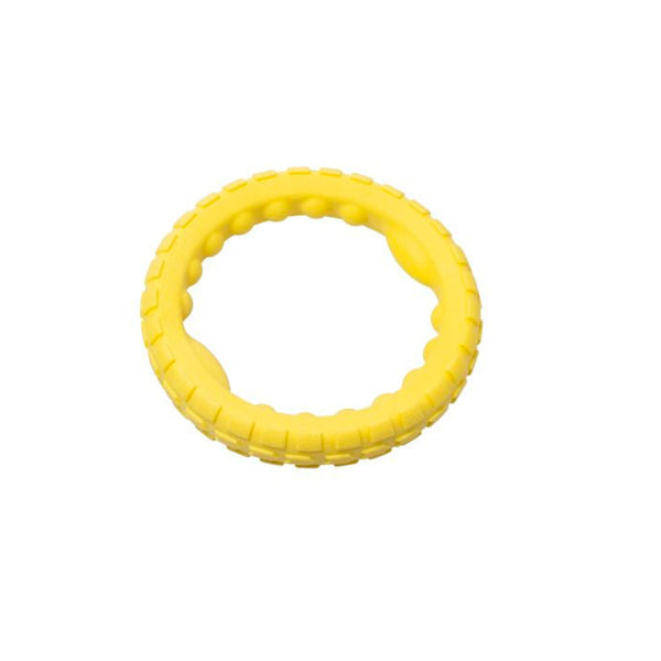 Jouet en caoutchouc flottant pour chien - anneau de mousse, jaune