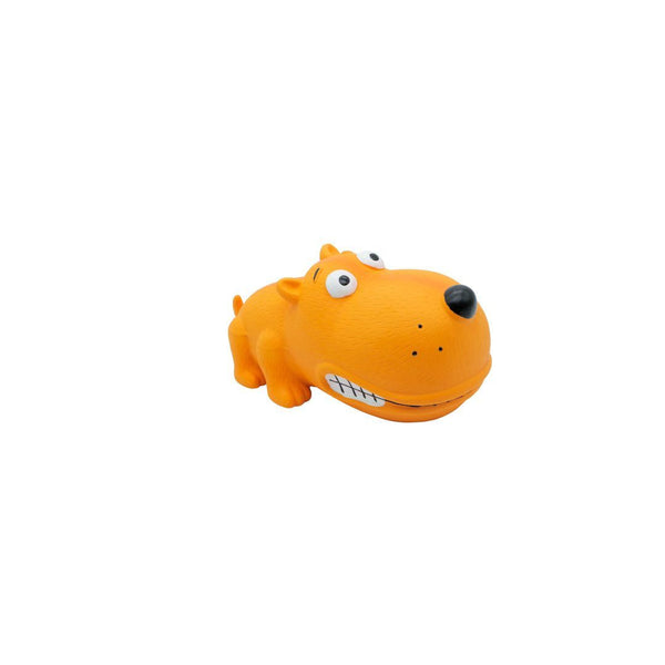 Jouet en latex avec "squeaker" pour chien - gros museau, chien jaune
