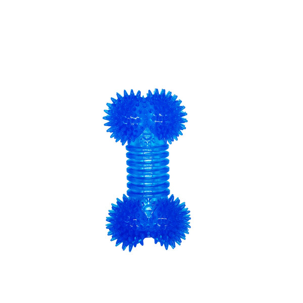 Jouet en caoutchouc pour chien - os à pointes, bleu