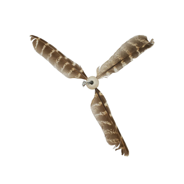 Jouet pour chat - duo hélicoptère rayé et plumes