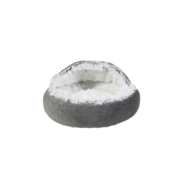 Lit à capuchon pour chat avec coussin réversible, Cosmos - gris