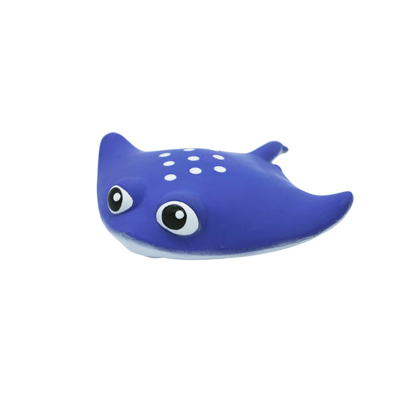 Jouet en latex avec "squeaker" pour chien - raie, bleue