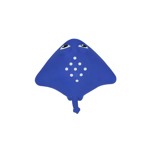 Jouet en latex avec "squeaker" pour chien - raie, bleue