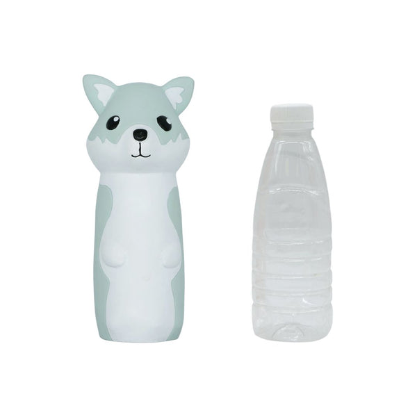 Jouet en latex pour chien avec bouteille d'eau recyclée - loup
