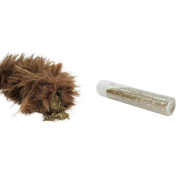 Jouet pour chat, avec tube d'herbe à chat - souris à queue soyeuse