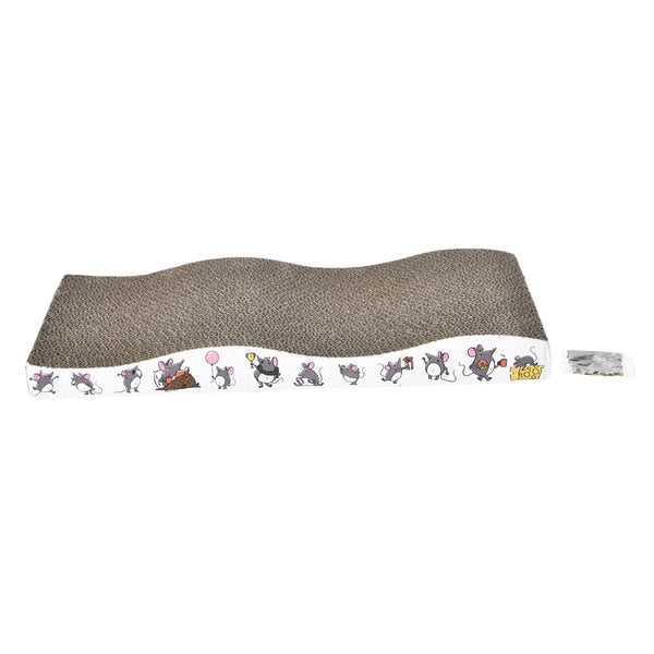 Boite à gratter en carton, avec sachet d'herbe à chat - souris