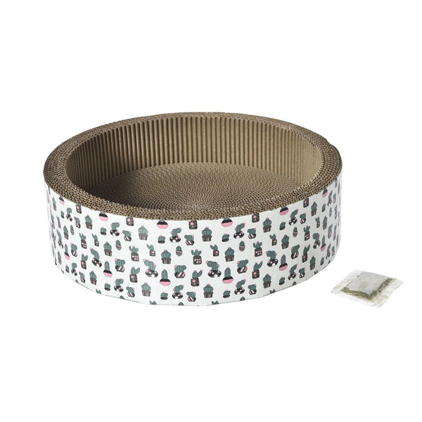 Boite à gratter en carton, avec sachet d'herbe à chat - cactus