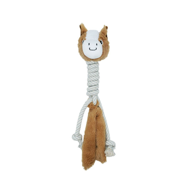 Jouet en peluche avec corde pour chien - cheval à long cou