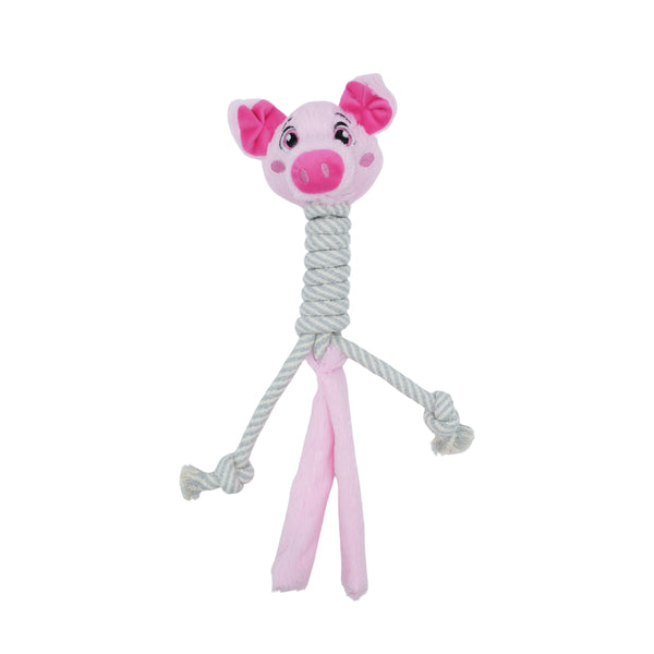 Jouet en peluche avec corde pour chien - cochon à long cou