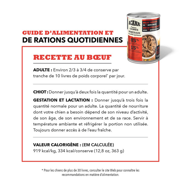 Nourriture pour chien morceaux de boeuf avec bouillon d'os 363 g
