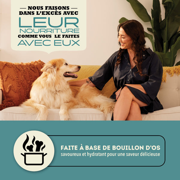 Nourriture pour chien morceaux de boeuf avec bouillon d'os 363 g