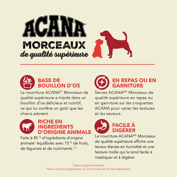 Nourriture pour chien morceaux de boeuf avec bouillon d'os 363 g