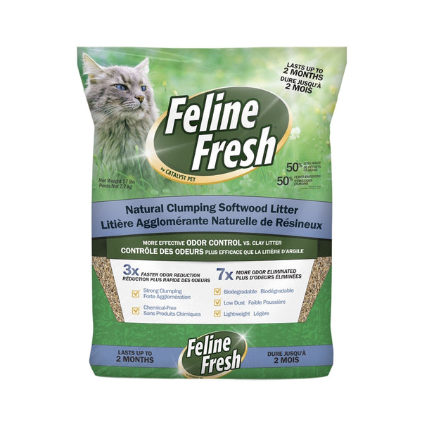 Litière agglomérante de pin pour chat 17lb