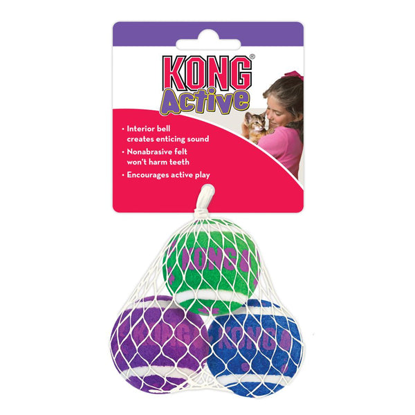 Jouet pour chats actif balles de tennis avec cloches paquet 3