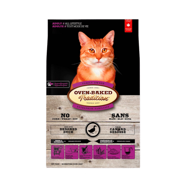 Nourriture pour chat adulte au canard avec grains
