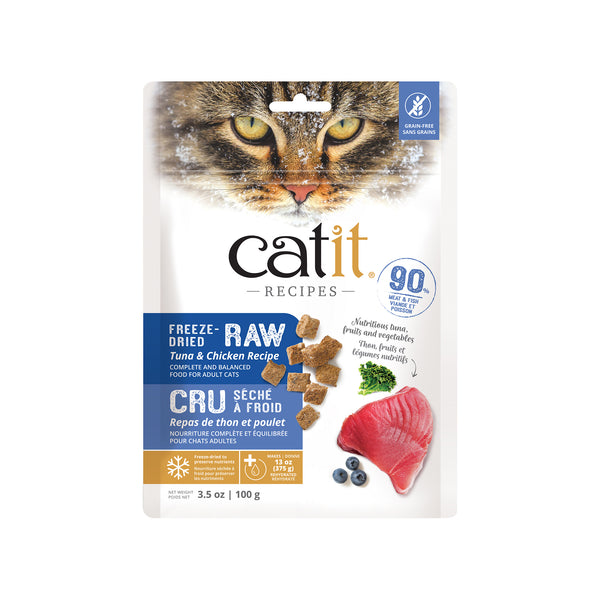 Nourriture pour chat recettes cru séché à froid, thon et poulet - Animatout