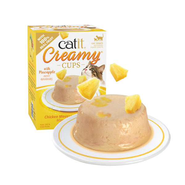 Mousses pour chat Creamy Cups, poulet avec ananas, 4 x 25 g - Animatout