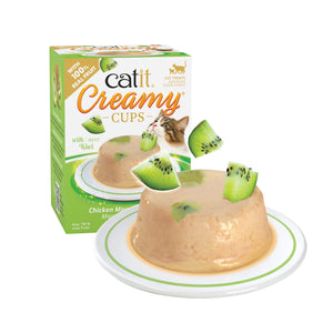 Mousses pour chat Creamy Cups, poulet avec kiwi, 4 x 25 g - Animatout