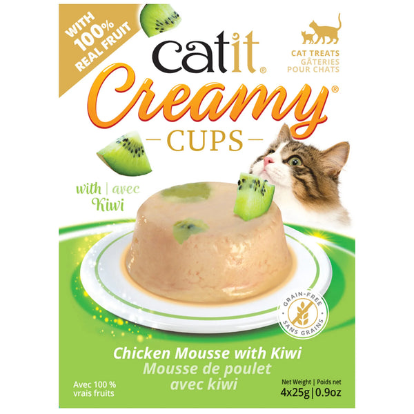 Mousses pour chat Creamy Cups, poulet avec kiwi, 4 x 25 g - Animatout