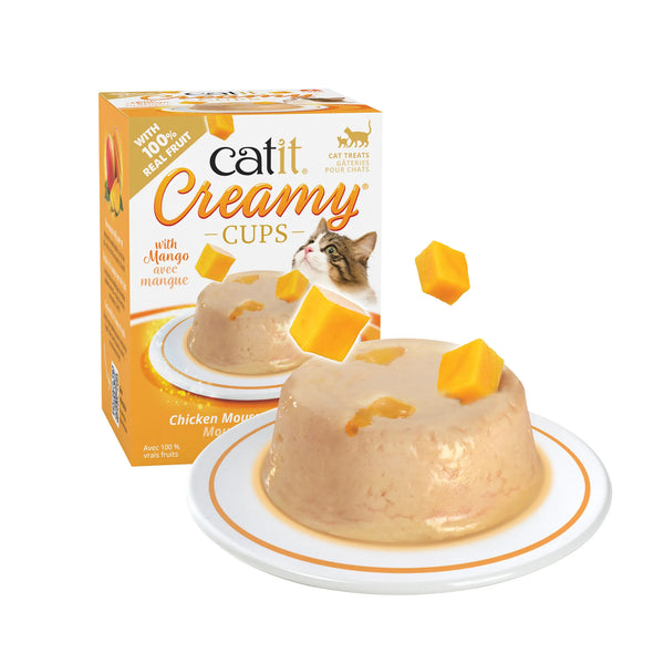 Mousses pour chat Creamy Cups, poulet avec mangue, 4 x 25 g - Animatout