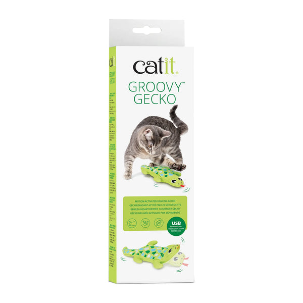 Jouet pour chats interactif Catit Groovy, gecko, vert
