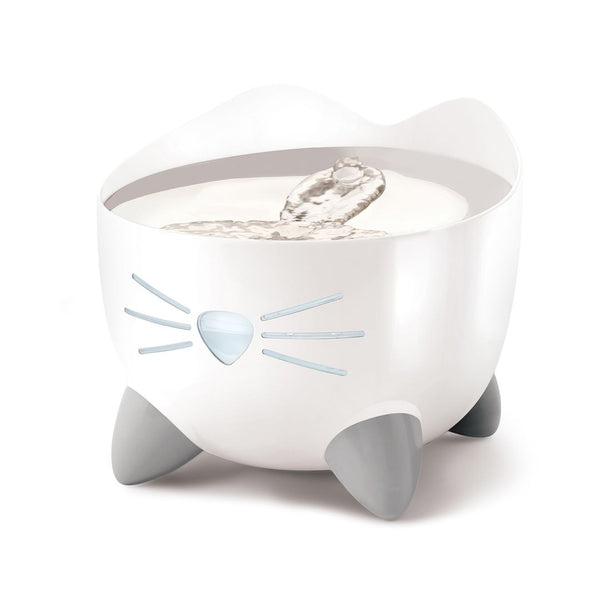 Abreuvoir pour chat PIXI, blanc avec dessus en acier inoxydable, 2,5 l - Animatout