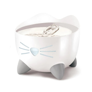 Abreuvoir pour chat PIXI, blanc avec dessus en acier inoxydable, 2,5 l - Animatout