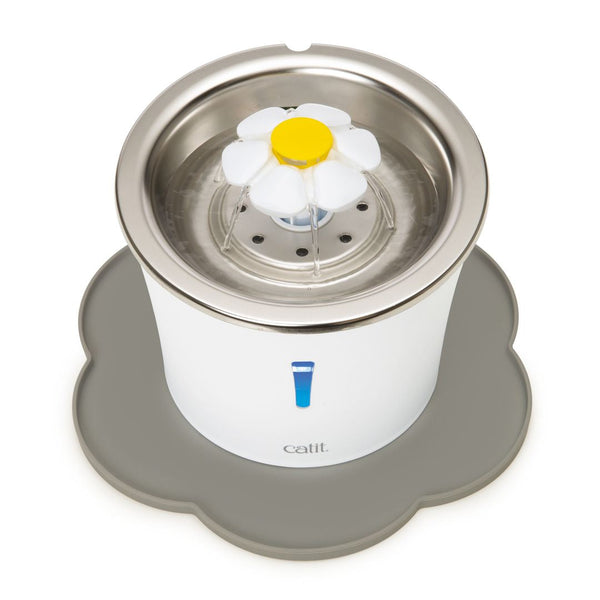 Abreuvoir pour chat avec fleur et dessus en acier inoxydable, 3 l