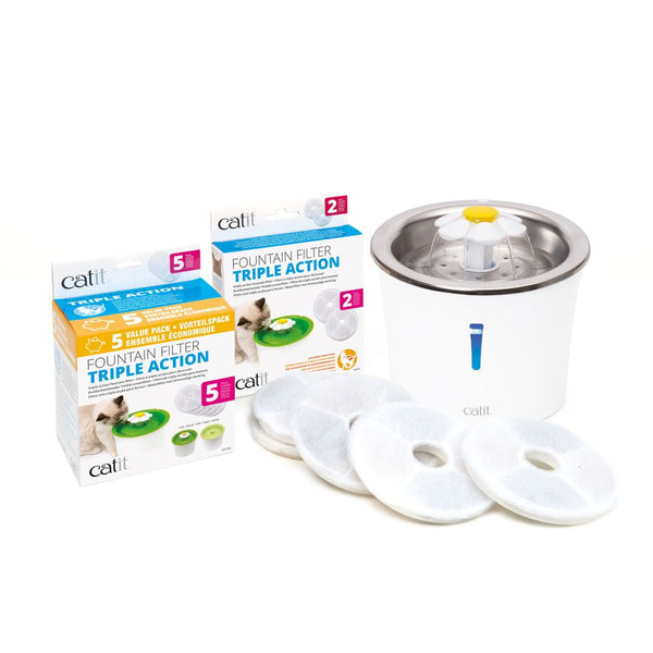 Abreuvoir pour chat avec fleur et dessus en acier inoxydable, 3 l