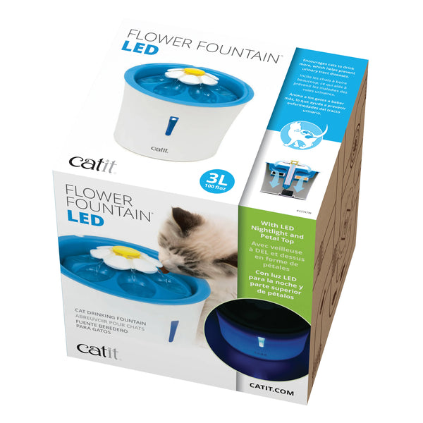 Abreuvoir pour chat avec fleur et veilleuse à del, 3 l