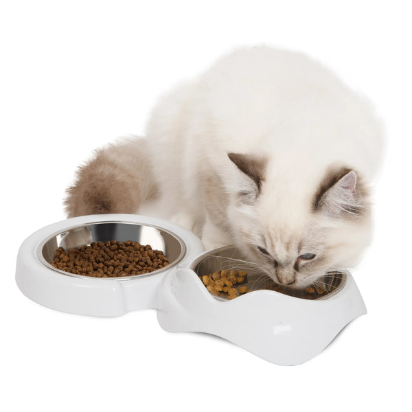 Bol de nourrissage pour chats Catit PIXI, double, blanc