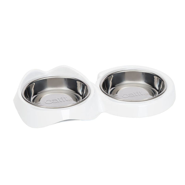 Bol de nourrissage pour chats Catit PIXI, double, blanc