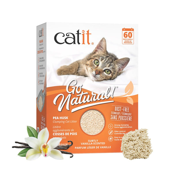 Litière agglomérante Catit Go Natural! de cosses de pois, vanille