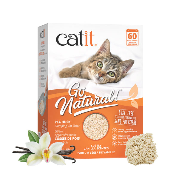 Litière agglomérante Catit Go Natural! de cosses de pois, vanille