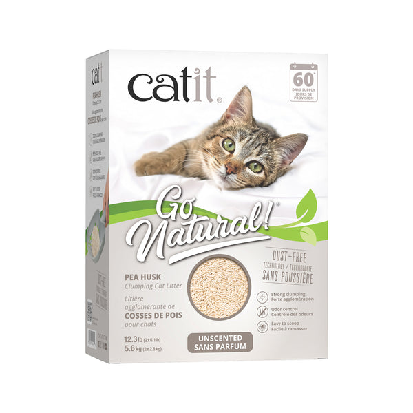 Litière agglomérante Catit Go Natural! de cosses de pois, sans parfum