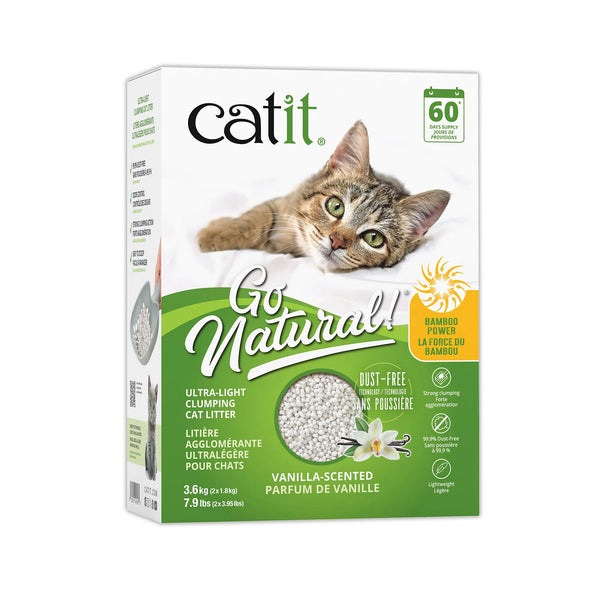 Litière agglomérante Catit Go Natural! ultralégère à base de bambou, vanille