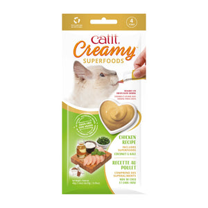 Gâteries pour chat creamy avec superaliments, poulet, noix de coco et chou frisé, 4 tubes de 10 g - Animatout