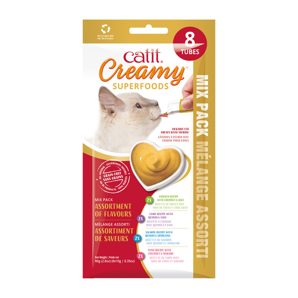 Gâteries pour chat creamy avec superaliments, mélange assorti, 8 tubes de 10 g - Animatout