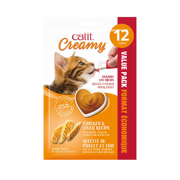 Gâteries crémeuses pour chat creamy à lécher, poulet et foie - Animatout