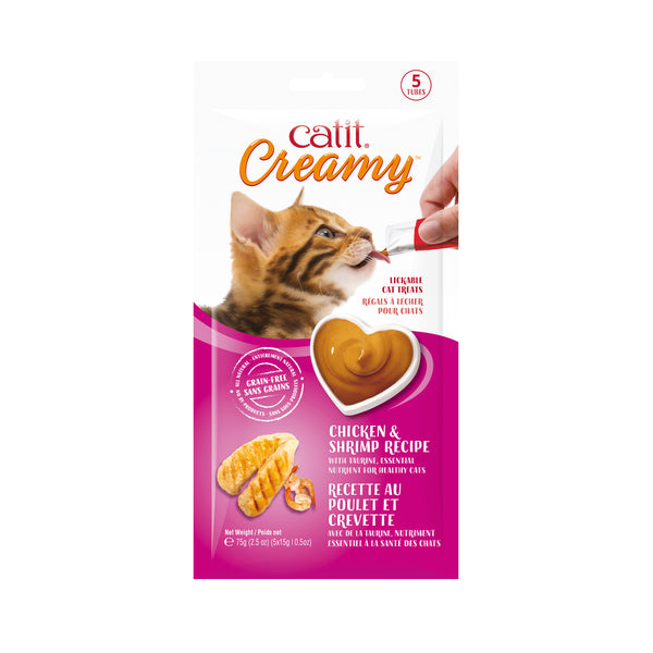 Gâteries crémeuses pour chat creamy à lécher, poulet et crevette - Animatout