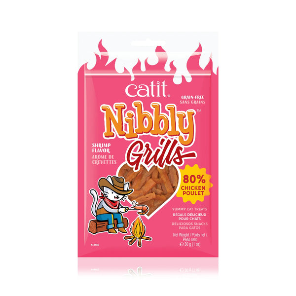 Gâteries pour chat Nibbly Grills, grillades, poulet et arôme de crevettes, 30 g - Animatout