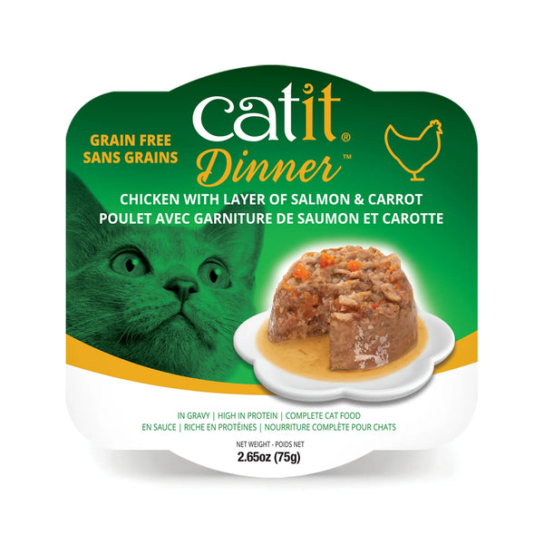 Repas de poulet pour chat avec saumon et carottes, 80 g - Animatout