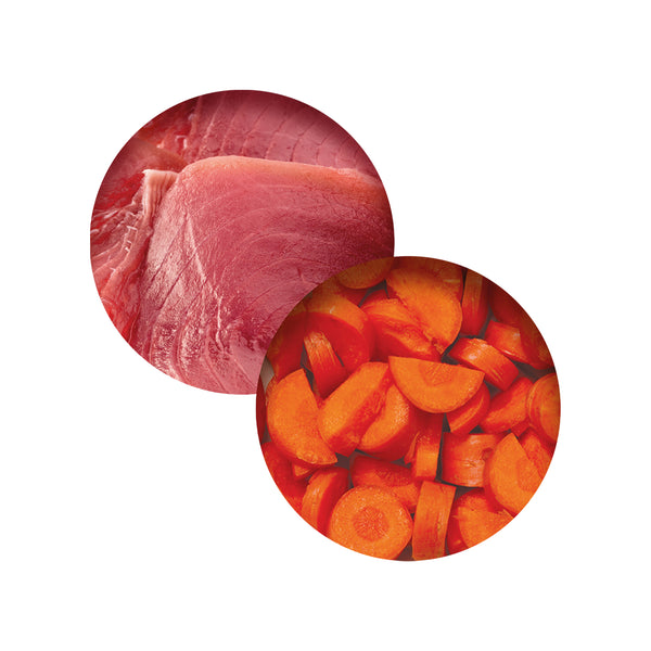 Repas de poisson pour chat avec thon et carottes, 80 g - Animatout