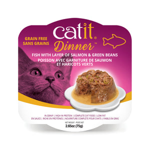 Repas de poisson pour chat avec saumon et haricots verts, 80 g - Animatout
