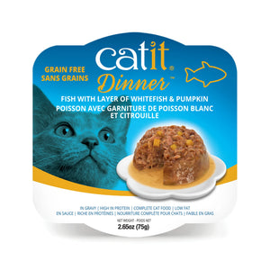 Repas de poisson pour chat avec poisson blanc et citrouille, 80 g - Animatout